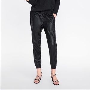 Zara Faux Leather Joggers Size Small